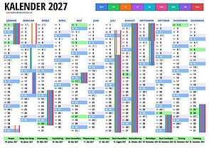 12-Monats-Kalender auf einer Seite