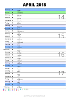 Kalender April 2018 im Hochformat mit Notizbereich