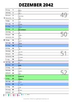 Kalender Dezember 2042 im Hochformat mit Notizbereich