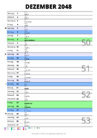 Kalender Dezember 2048 im Hochformat mit Notizbereich