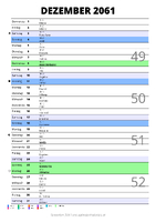 Kalender Dezember 2061 im Hochformat mit Notizbereich