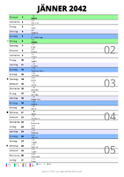 Kalender Jänner 2042 im Hochformat mit Notizbereich