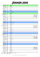 Kalender Jänner 2059 im Hochformat mit Notizbereich