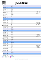 Kalender Juli 2062 im Hochformat mit Notizbereich