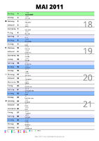 Kalender Mai 2011 im Hochformat mit Notizbereich