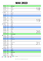 Kalender Mai 2023 im Hochformat mit Notizbereich