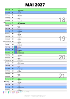 Kalender Mai 2027 im Hochformat mit Notizbereich