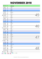 Kalender November 2018 im Hochformat mit Notizbereich