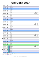 Kalender Oktober 2027 im Hochformat mit Notizbereich
