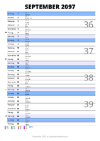 Kalender September 2097 im Hochformat mit Notizbereich