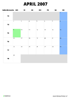 Kalender April 2007 im Hochformat