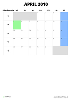 Kalender April 2010 Kalender April 2010 im Hochformat