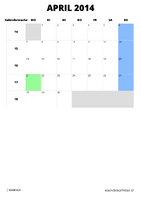 Kalender April 2014 Kalender April 2014 im Hochformat