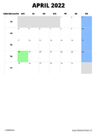 Kalender April 2022 Kalender April 2022 im Hochformat