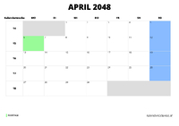 Kalender April 2048 Kalender April 2048 im Querformat