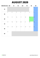 Kalender August 2020 Kalender August 2020 im Hochformat