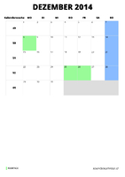 Kalender Dezember 2014 im Hochformat