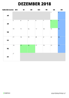 Kalender Dezember 2018 im Hochformat