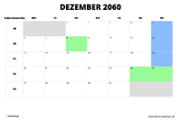 Kalender Dezember 2060 Kalender Dezember 2060 im Querformat