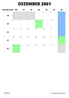 Kalender Dezember 2061 Kalender Dezember 2061 im Hochformat
