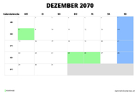 Kalender Dezember 2070 Kalender Dezember 2070 im Querformat