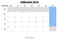 Kalender Februar 2015 Kalender Februar 2015 im Querformat