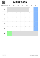 Kalender März 2059 im Hochformat