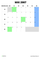 Kalender Mai 2007 im Hochformat