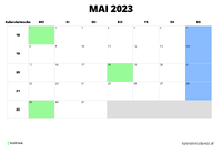 Kalender Mai 2023 im Querformat
