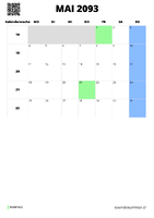 Kalender Mai 2093 Kalender Mai 2093 im Hochformat