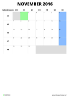 Kalender November 2016 Kalender November 2016 im Hochformat