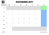 Kalender November 2071 Kalender November 2071 im Querformat