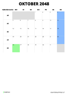 Kalender Oktober 2048 Kalender Oktober 2048 im Hochformat