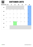 Kalender Oktober 2072 Kalender Oktober 2072 im Hochformat
