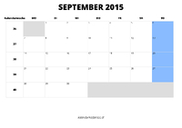 Kalender September 2015 im Querformat