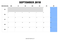 Kalender September 2018 Kalender September 2018 im Querformat