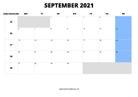 Kalender September 2021 Kalender September 2021 im Querformat